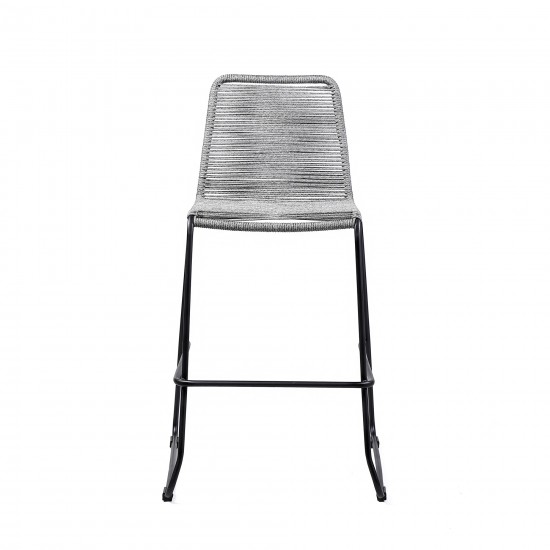 Shasta 26" Outdoor Metal and Grey Rope Stackable Counter Stool