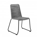 Shasta Outdoor Metal and Grey Rope Stackable Dining Chair - Set of 2