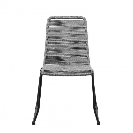 Shasta Outdoor Metal and Grey Rope Stackable Dining Chair - Set of 2
