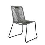 Shasta Outdoor Metal and Grey Rope Stackable Dining Chair - Set of 2