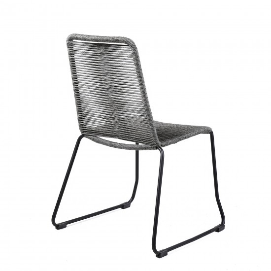 Shasta Outdoor Metal and Grey Rope Stackable Dining Chair - Set of 2