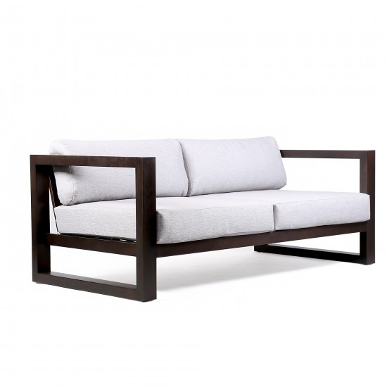 Paradise Outdoor Dark Eucalyptus Wood Sofa with Grey Cushions