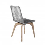 Island Outdoor Light Eucalyptus Wood and Grey Rope Dining Chairs - Set of 2