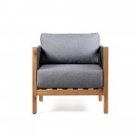 Sienna Outdoor Eucalyptus Lounge Chair in Teak Finish with Grey Cushions