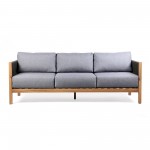 Sienna Outdoor Eucalyptus Sofa in Teak Finish with Grey Cushions