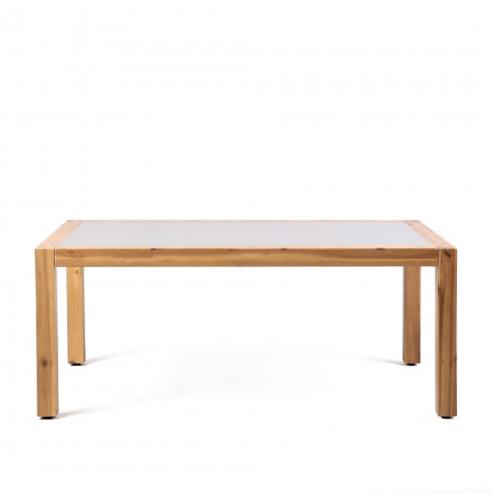 Sienna Outdoor Coffee Table with Teak Finish and Stone Top