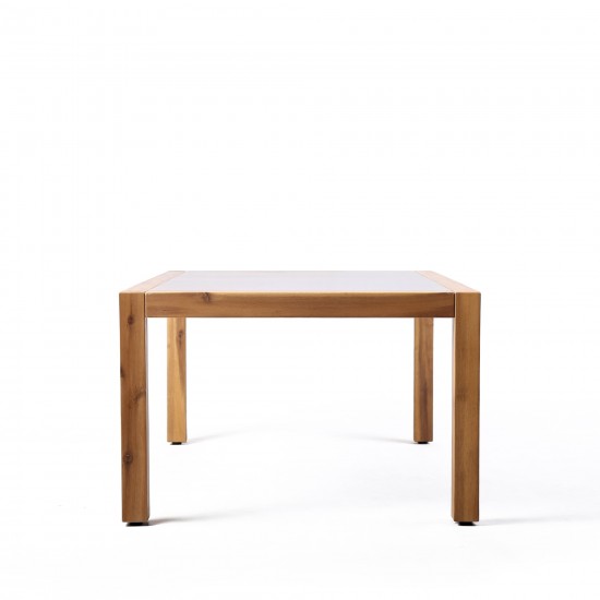 Sienna Outdoor Coffee Table with Teak Finish and Stone Top