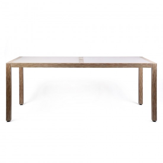 Sienna Eucalyptus Dining Table with Teak Finish and Grey Super Stone Top