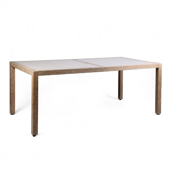 Sienna Eucalyptus Dining Table with Teak Finish and Grey Super Stone Top