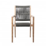 Sienna and Madsen 5 Piece Outdoor Eucalyptus Dining Set with Grey Teak Finish