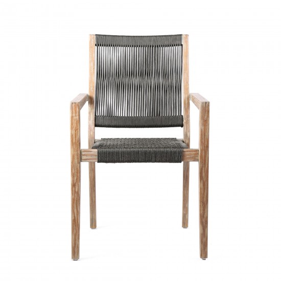 Sienna and Madsen 5 Piece Outdoor Eucalyptus Dining Set with Grey Teak Finish