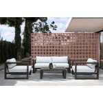 Paradise 4 Piece Dark Eucalyptus Wood Sofa Seating Set with Grey Cushions