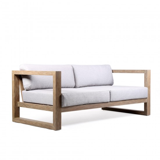 Paradise 4 Piece Light Eucalyptus Wood Sofa Seating Set with Grey Cushions