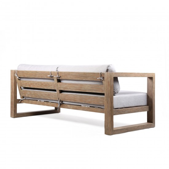 Paradise 4 Piece Light Eucalyptus Wood Sofa Seating Set with Grey Cushions