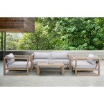 Paradise 4 Piece Light Eucalyptus Wood Sofa Seating Set with Grey Cushions
