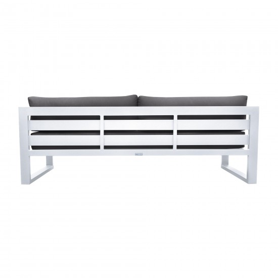 Aelani Outdoor 4 piece Set in White Finish and Charcoal Cushions