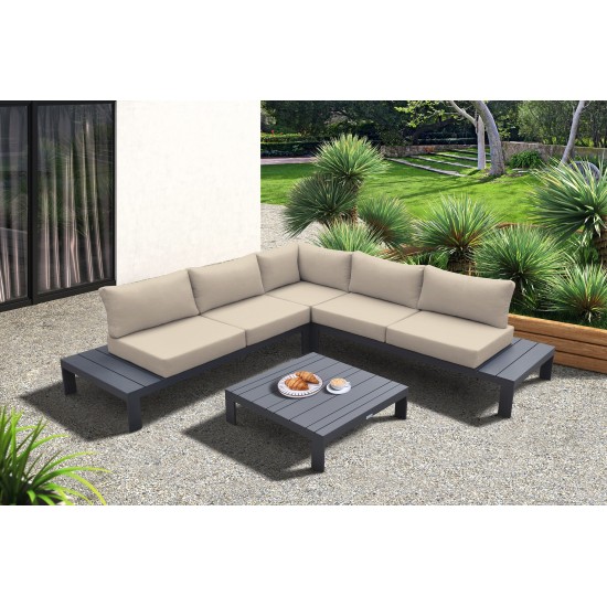 Razor Outdoor 4 piece Sectional set in Dark Grey Finish and Taupe Cushions