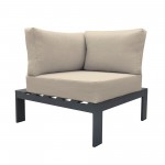 Razor Outdoor 4 piece Sectional set in Dark Grey Finish and Taupe Cushions