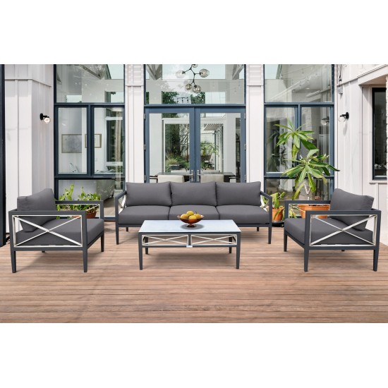 Sonoma Outdoor 4 piece Set in Dark Grey Finish and Charcoal Cushions