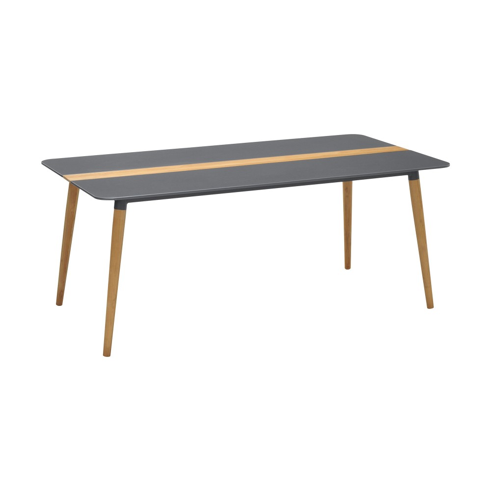 Ipanema Aluminum Dining Table in Dark Grey with Natural Teak Wood Accent