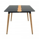 Ipanema Aluminum Dining Table in Dark Grey with Natural Teak Wood Accent