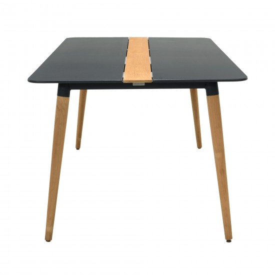 Ipanema Aluminum Dining Table in Dark Grey with Natural Teak Wood Accent