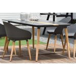 Ipanema Aluminum Dining Table in Dark Grey with Natural Teak Wood Accent