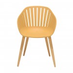 Nassau Arm Dining Chairs in Honey Yellow Finish with Wood legs- Set of 2