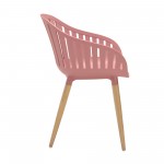 Nassau 5 piece Dining Set in Natural Wood Finish Table and Pink Peony Arm Chairs