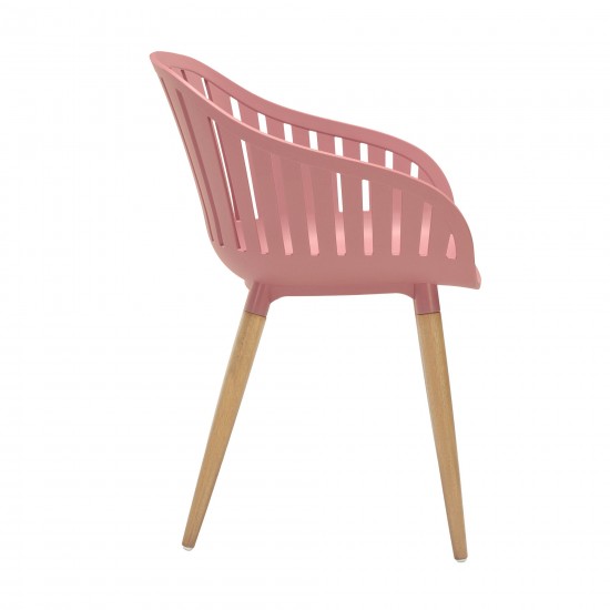 Nassau 5 piece Dining Set in Natural Wood Finish Table and Pink Peony Arm Chairs