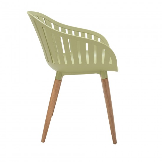 Nassau 5 piece Dining Set in Natural Wood Finish Table and Sage Green Arm Chairs