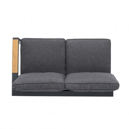 Palau 4 Piece Sectional Set with Cushions in Dark Grey