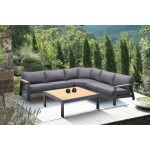 Palau 4 Piece Sectional Set with Cushions in Dark Grey