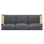 Palau Outdoor Sofa in Dark Grey with Natural Teak Wood Accent and Cushions