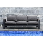 Palau Outdoor Sofa in Dark Grey with Natural Teak Wood Accent and Cushions