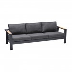 Palau 4 Piece Outdoor Sofa Set in Dark Grey with Natural Teak Wood Accent Top