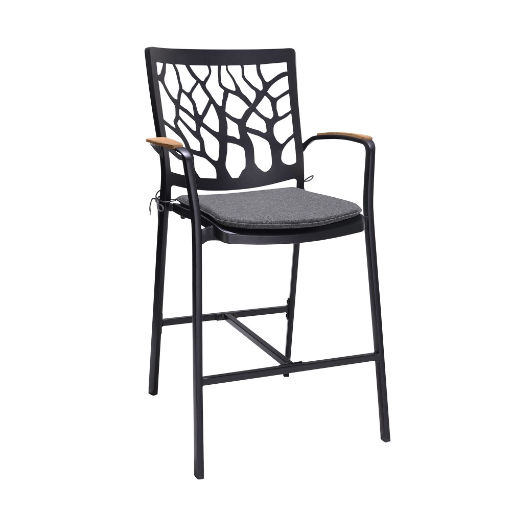 Portals Patio Aluminum Barstool in Black