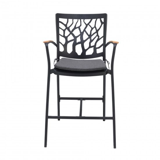 Portals Patio Aluminum Barstool in Black