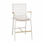 Portals Patio Aluminum Barstool in Light Matte Sand