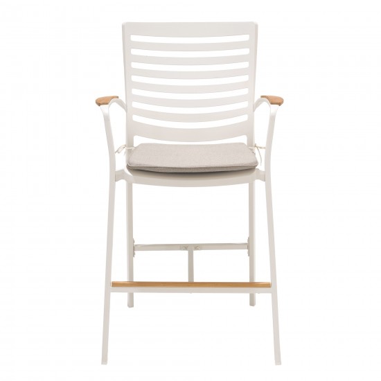 Portals Patio Aluminum Barstool in Light Matte Sand