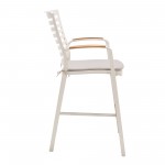 Portals Patio Aluminum Barstool in Light Matte Sand