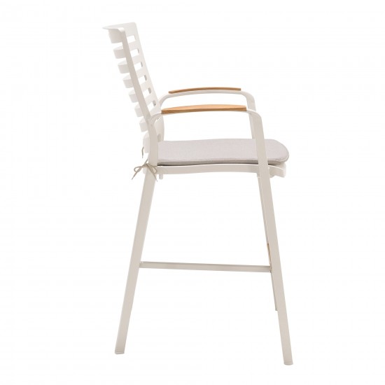 Portals Patio Aluminum Barstool in Light Matte Sand