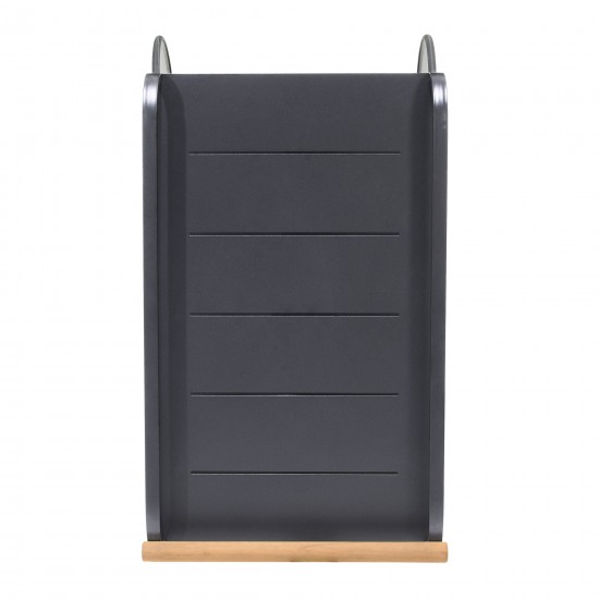 Portals Outdoor Accent Cart in Black Finish and Natural Teak Wood Accent