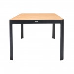 Portals Rectangle Dining Table in Black Finish with Natural Teak Wood Top