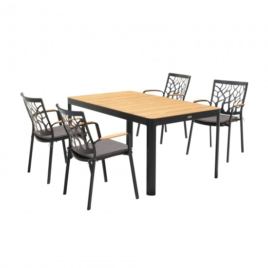 Portals 5 piece Dining Table Set in Black Finish