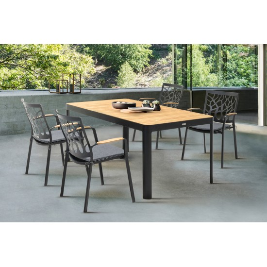 Portals 5 piece Dining Table Set in Black Finish