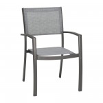 Solana Outdoor Aluminum Arm Dining Chairs in Cosmos Grey Finish - Set of 2