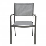 Solana Outdoor Aluminum Arm Dining Chairs in Cosmos Grey Finish - Set of 2