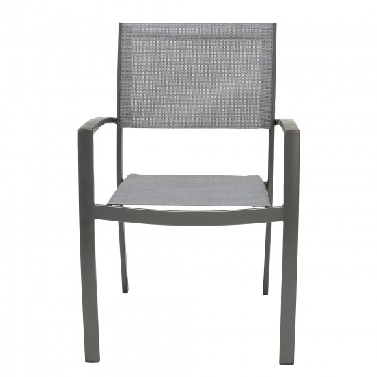 Solana Outdoor Aluminum Arm Dining Chairs in Cosmos Grey Finish - Set of 2