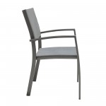 Solana Outdoor Aluminum Arm Dining Chairs in Cosmos Grey Finish - Set of 2